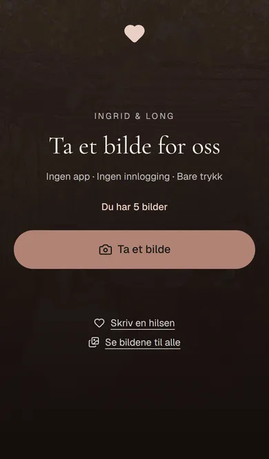 Engangskameraet på en telefon, slik en gjest møter det etter å ha skannet QR-koden på bordet.
